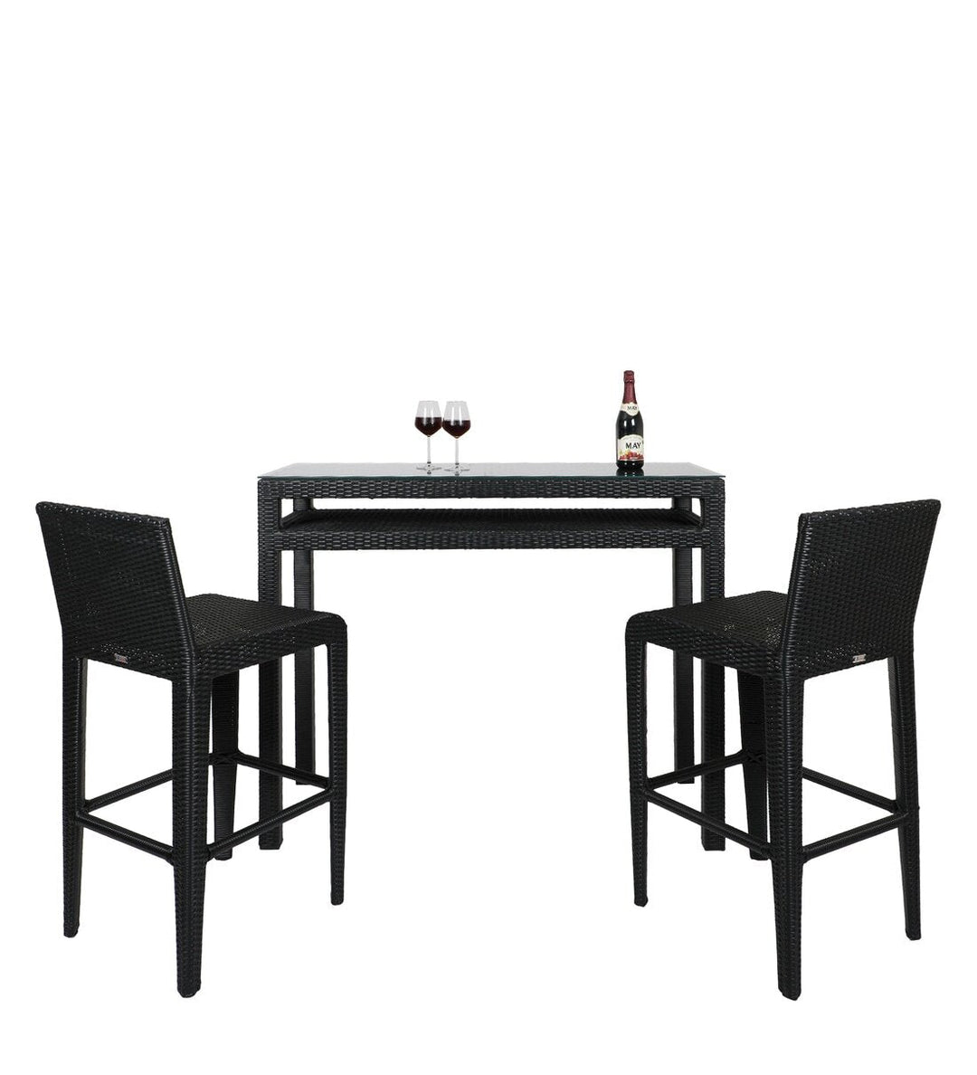 Betta Outdoor Patio Bar Sets 2 Chairs and 1 Table (Black)