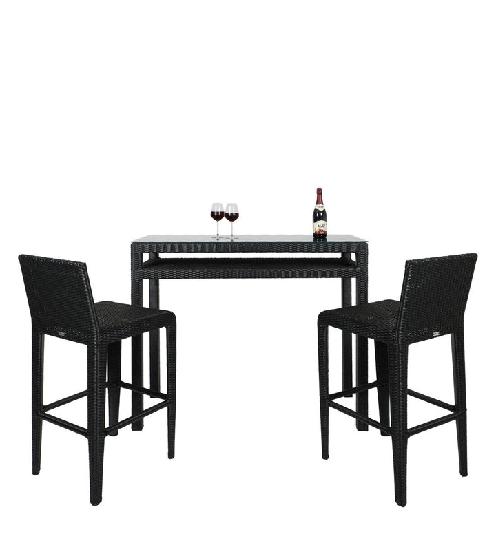Betta Outdoor Patio Bar Sets 2 Chairs and 1 Table (Black)
