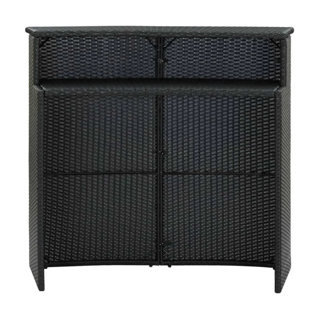 Francisca Outdoor Rattan Wicker Bar Table With a High-Top Design & Integrated Storage Shelf