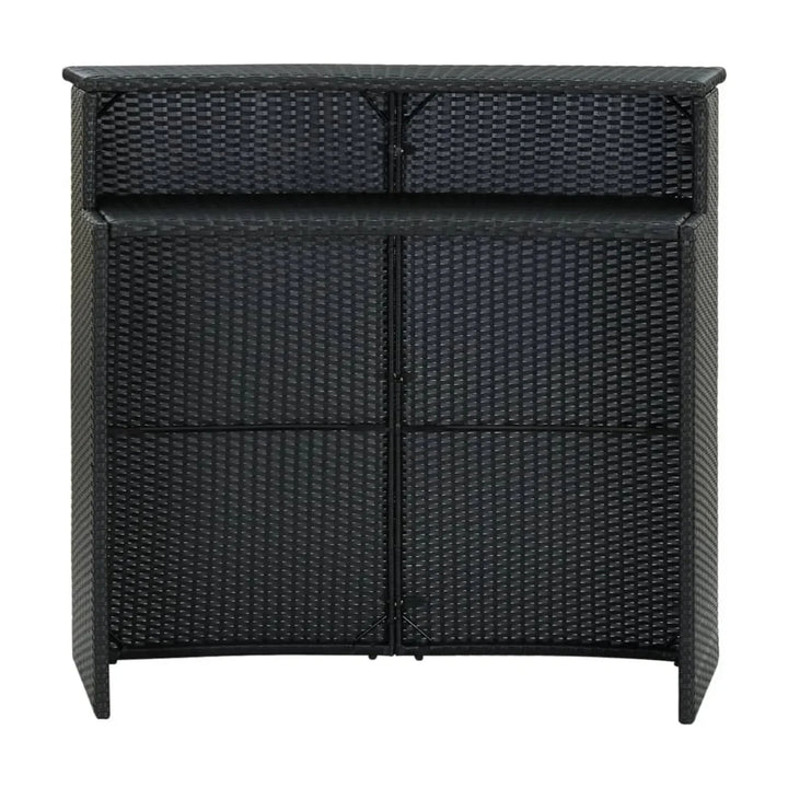 Francisca Outdoor Rattan Wicker Bar Table With a High-Top Design & Integrated Storage Shelf