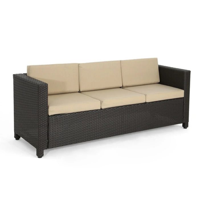 Ulfah Outdoor All-Weather Wicker 3-Seater Sofa