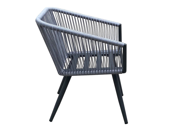 Zingel Outdoor Patio Seating Set 2 Chairs and 1 Table Set (Grey) Braided & Rope