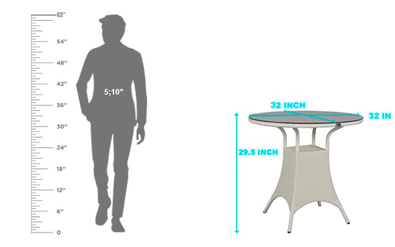 Tubl Outdoor Patio Seating Set 4 Chairs and 1 Table Set (White)