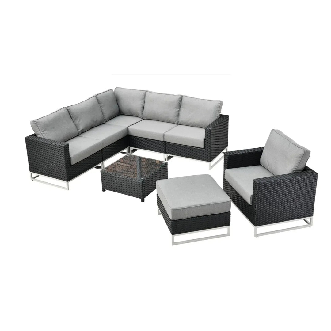 Norberta Outdoor Rattan Wicker 7-Seater Sofa Set