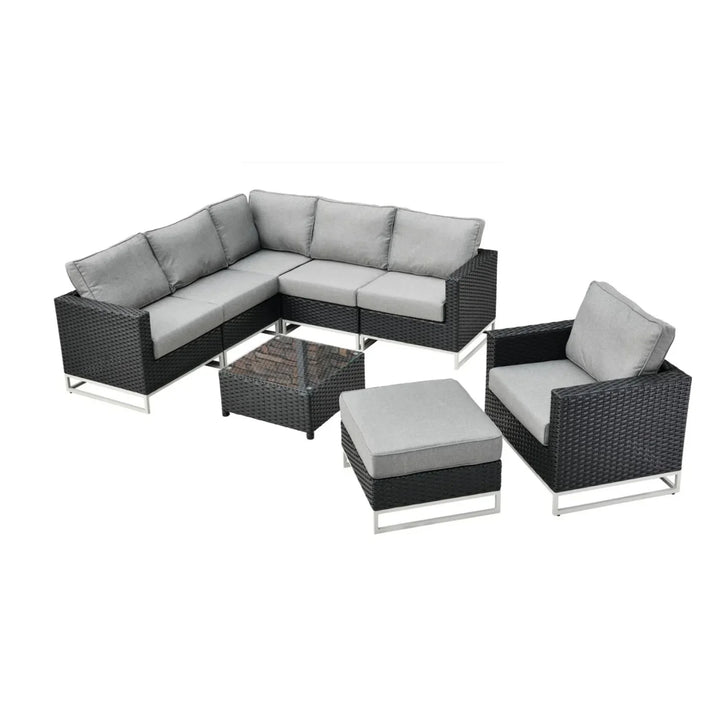 Norberta Outdoor Rattan Wicker 7-Seater Sofa Set