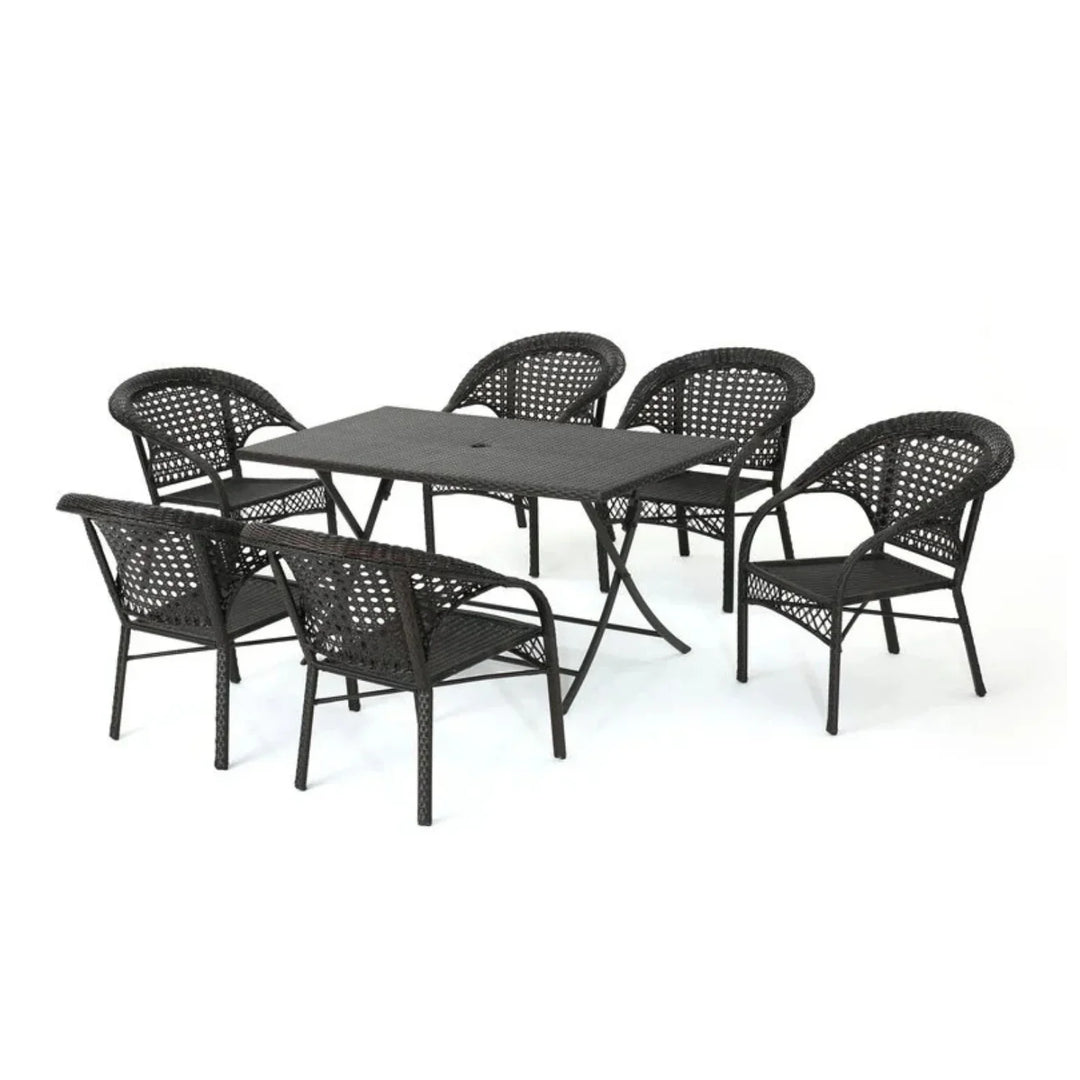 Thalia 7-Piece Outdoor Rattan Wicker Dining Table Set