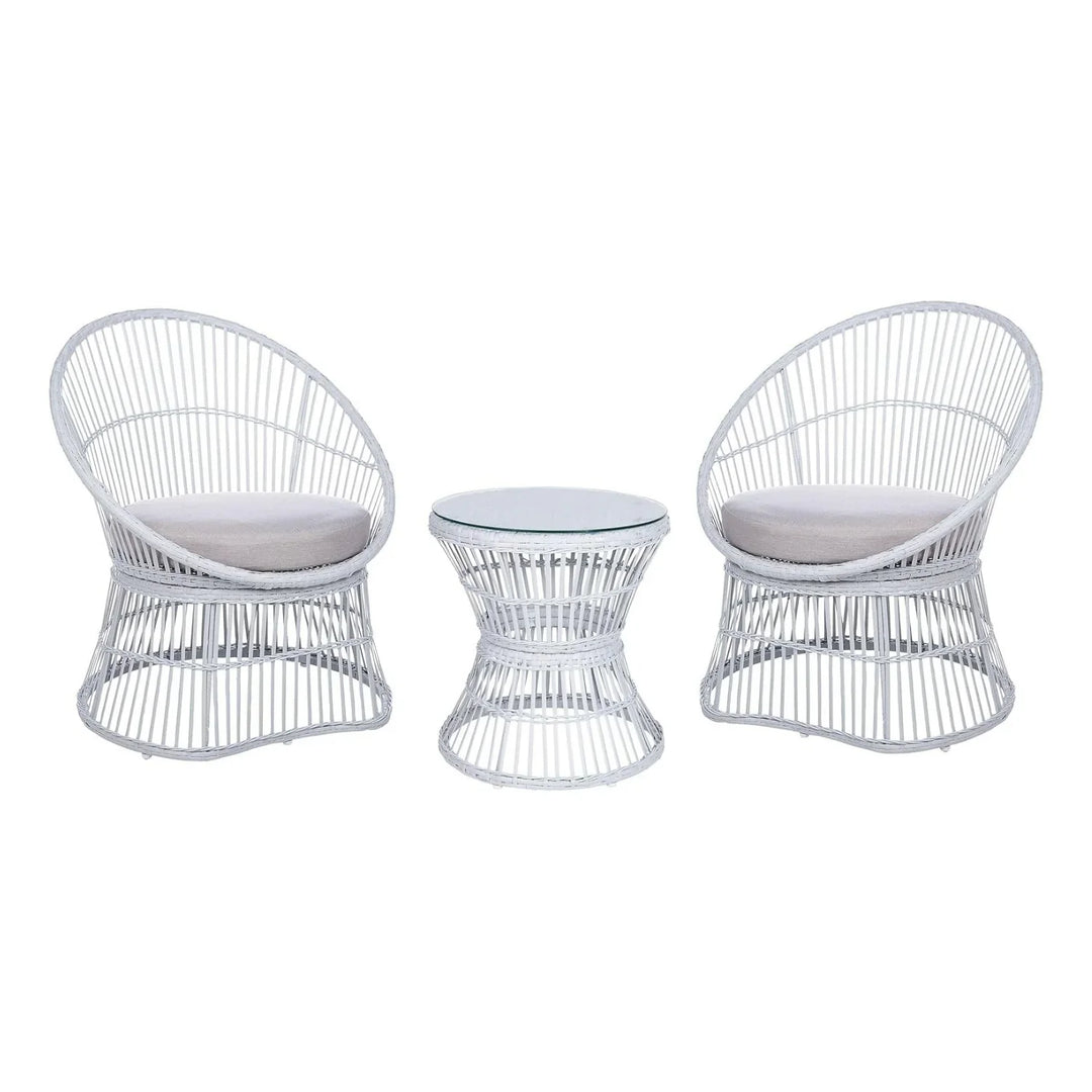 Liora Outdoor Rope Patio Set with Glass Top Table