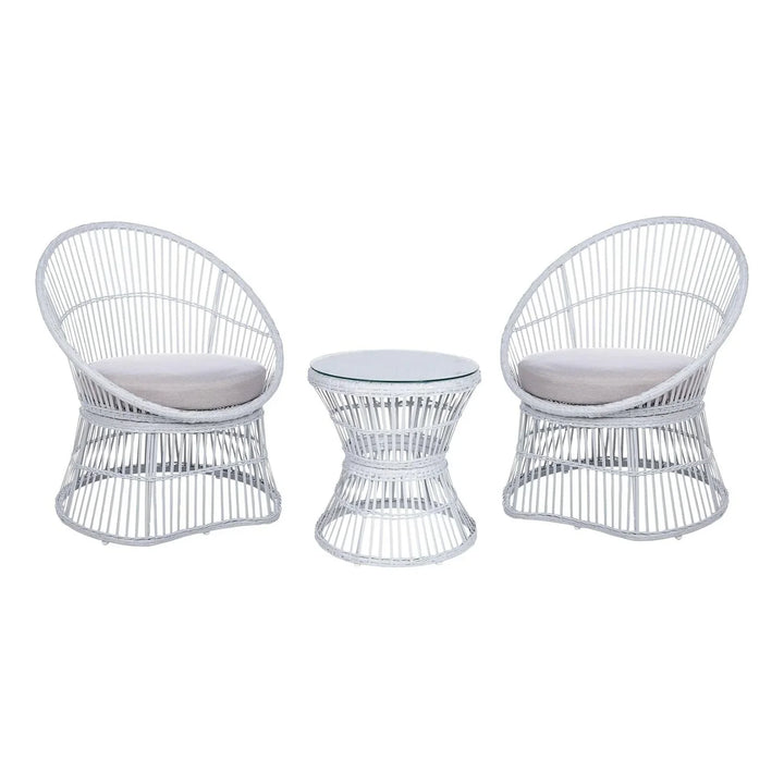 Liora Outdoor Rope Patio Set with Glass Top Table
