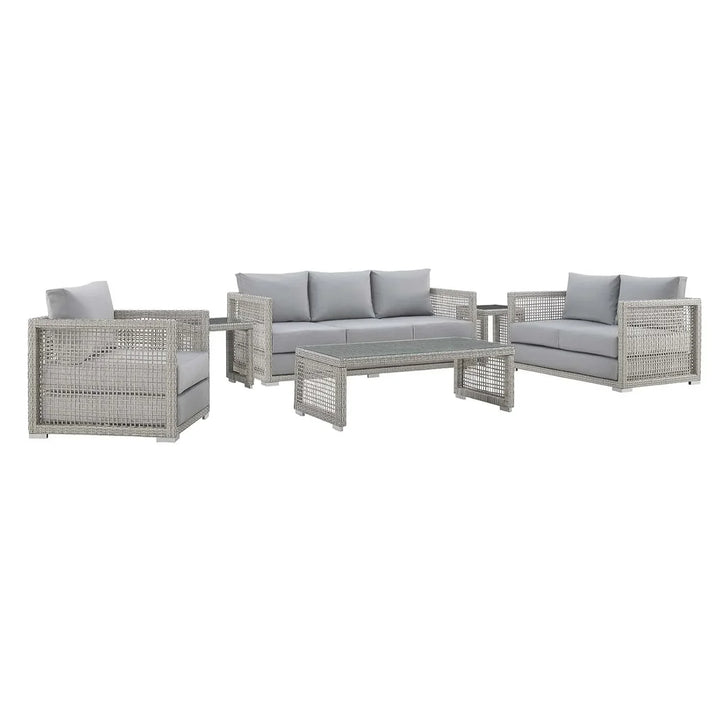 Aarini Outdoor Wicker Woven 6 Pieces Sectional Patio Furniture Set