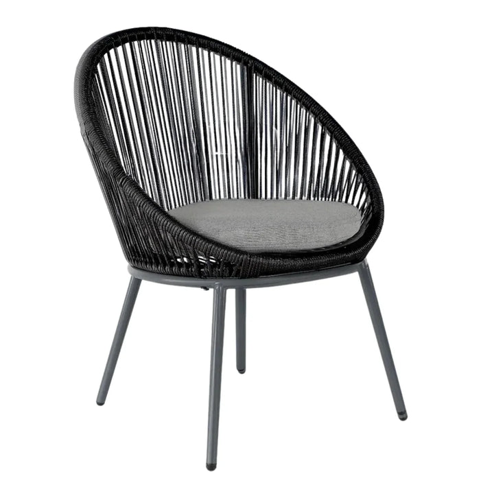 Morgan 5-Piece Outdoor Patio Dining Set with Rope Chairs & Glass Top Table