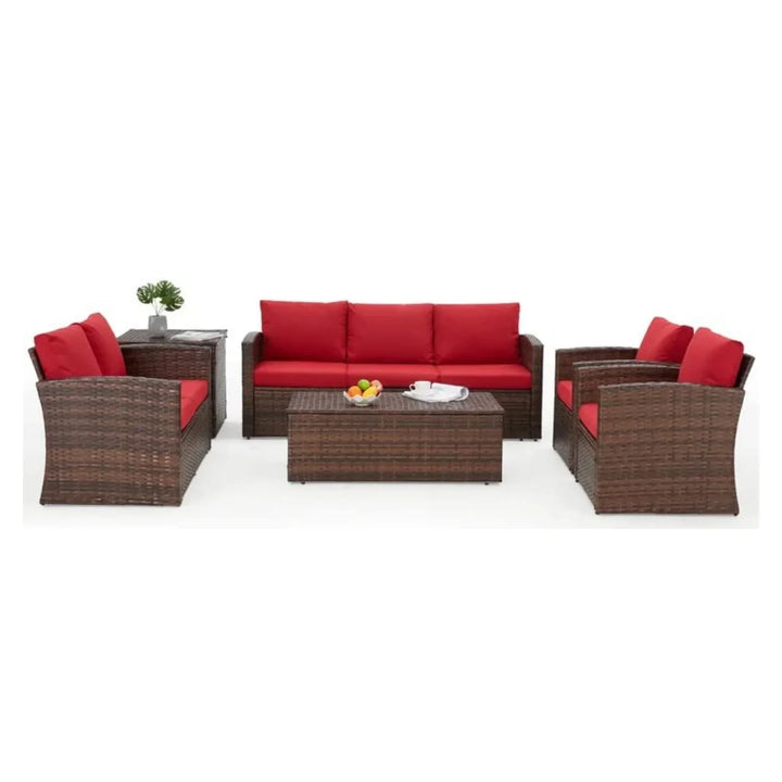 Poorvi Outdoor 7-Seater Wicker Sectional Sofa Set