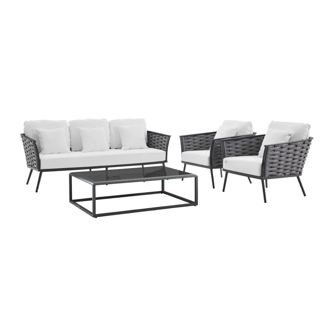 Tomoko 6-Piece Outdoor Rope Sofa Set (Grey & White)