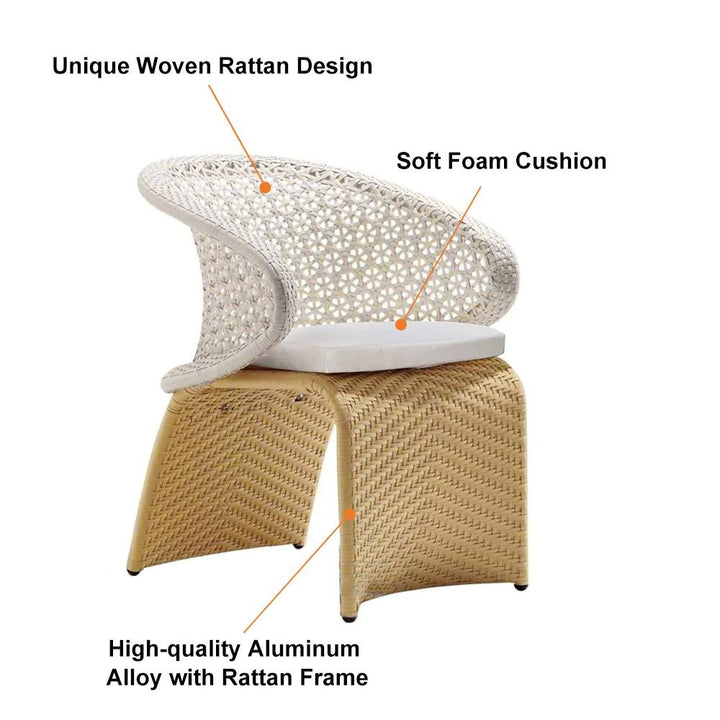 Modero Outdoor Patio Seating Set 6 Chairs and 1 Table Set (Tan + White)