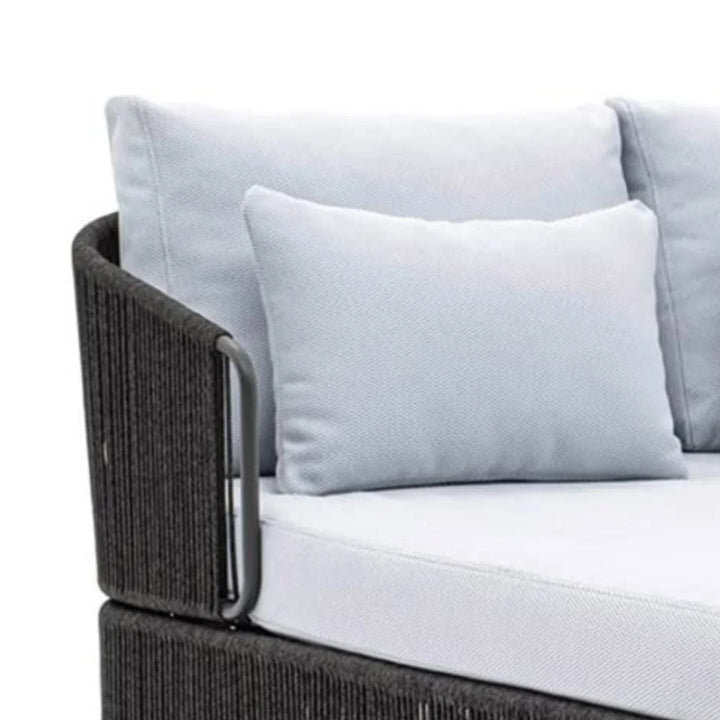 Elvira Outdoor Grey Rope Patio Daybed with Comfortable White Cushion