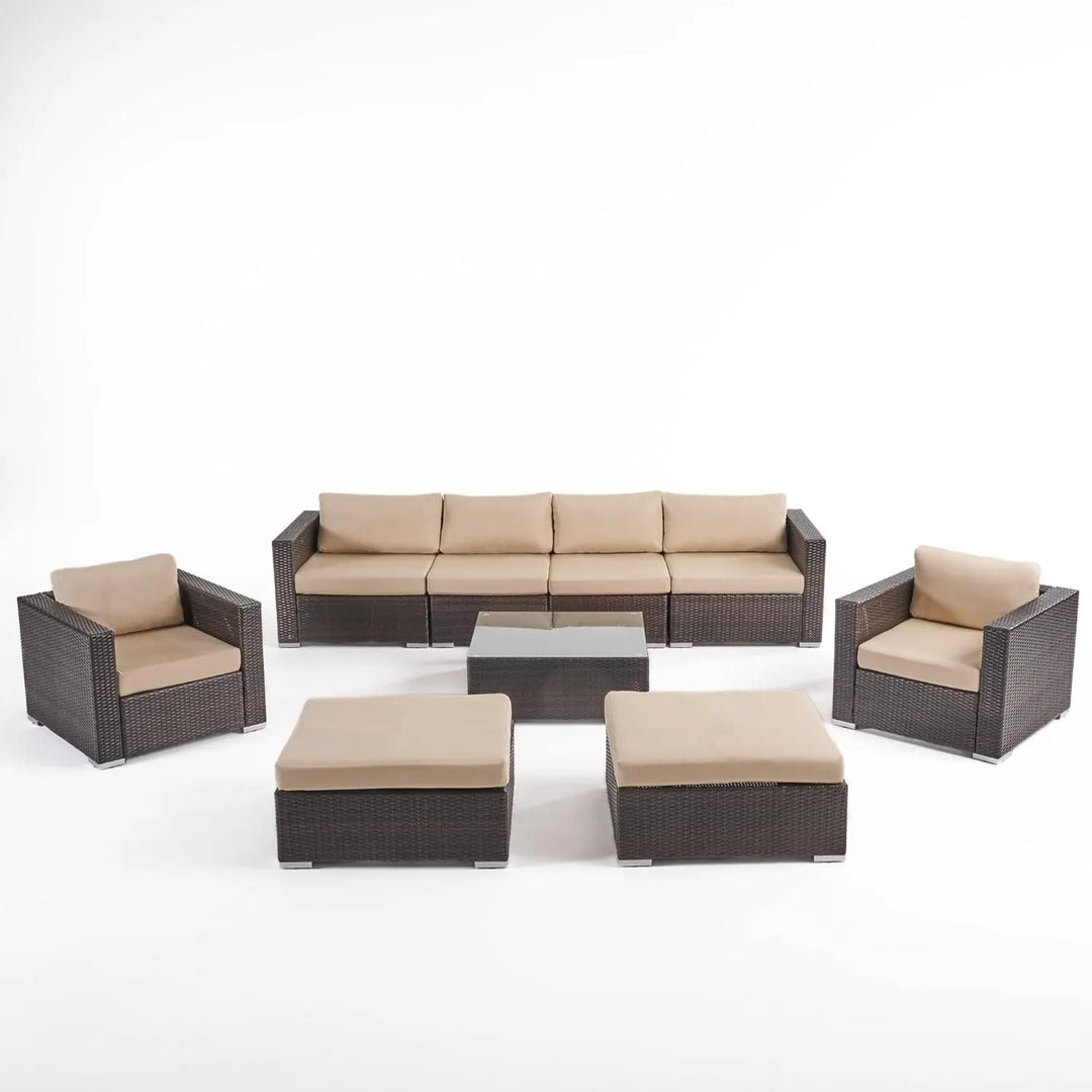 Rosamund Outdoor Rattan Wicker 8-Seater Sofa Set