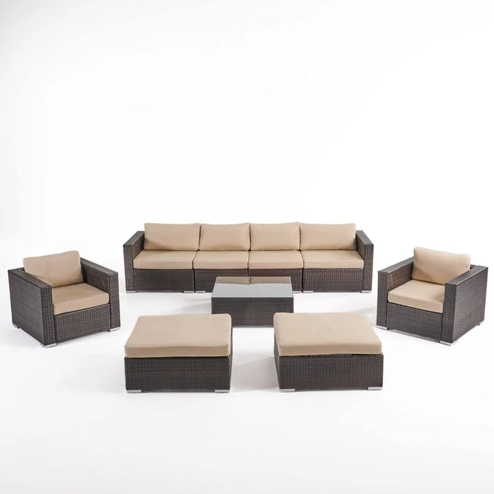 Rosamund Outdoor Rattan Wicker 8-Seater Sofa Set