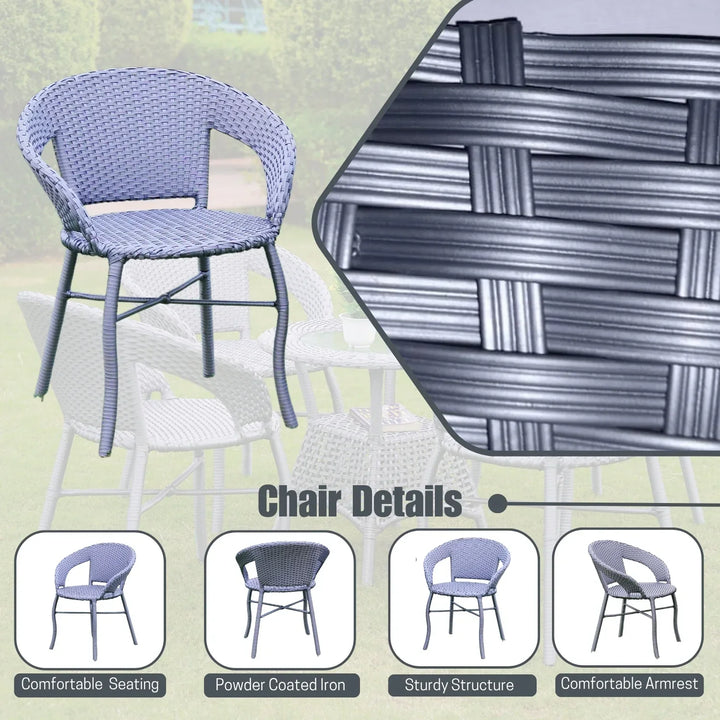Mercedes 5-Piece Outdoor Rattan Wicker Patio Bistro Set