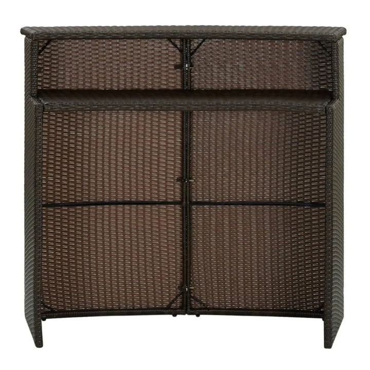 Herminia Outdoor Rattan Wicker Bar Table With a High-Top Design & Integrated Storage Shelf