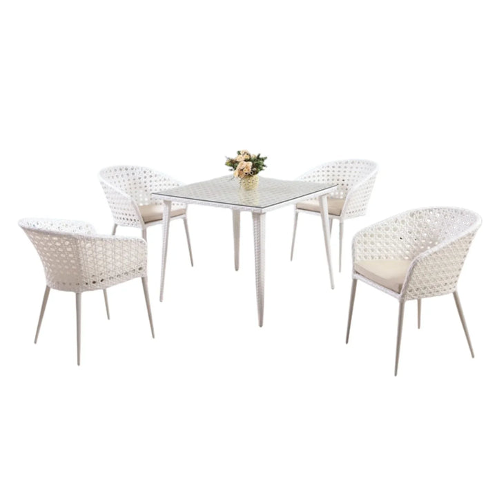 Marisol 5-Piece Outdoor Patio Dining Set With Wicker Chairs & Glass-Top Table