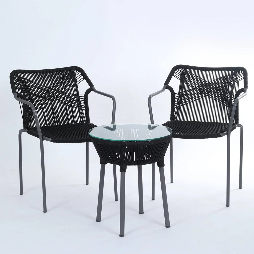 Evelina 3-Piece Outdoor Grey Rope Patio Set