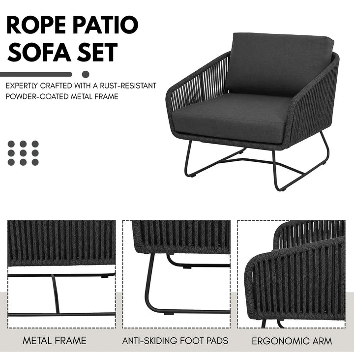 Ujjwala 4 Piece Outdoor All-Weather Rope Sofa Set