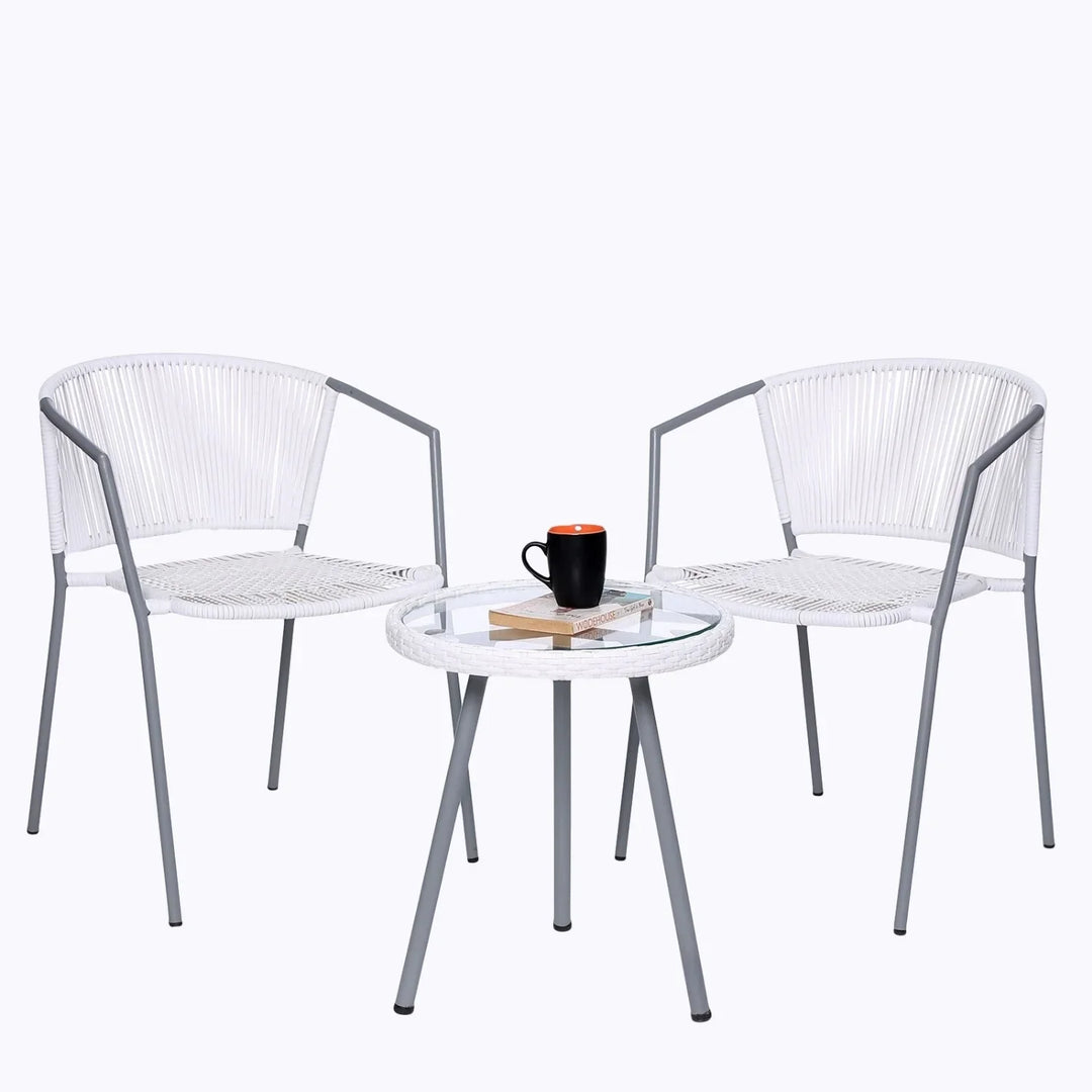 Celestia 3-Piece Outdoor White Rope Patio Set