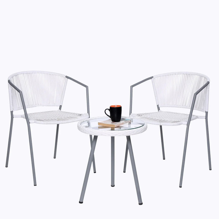 Celestia 3-Piece Outdoor White Rope Patio Set