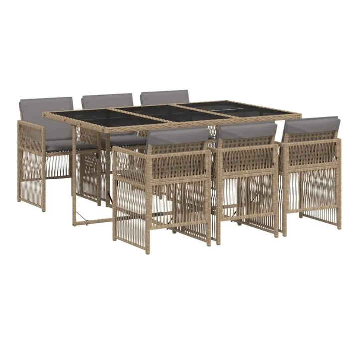 Karine Outdoor Rattan Wicker Dinning Set 7-Piece