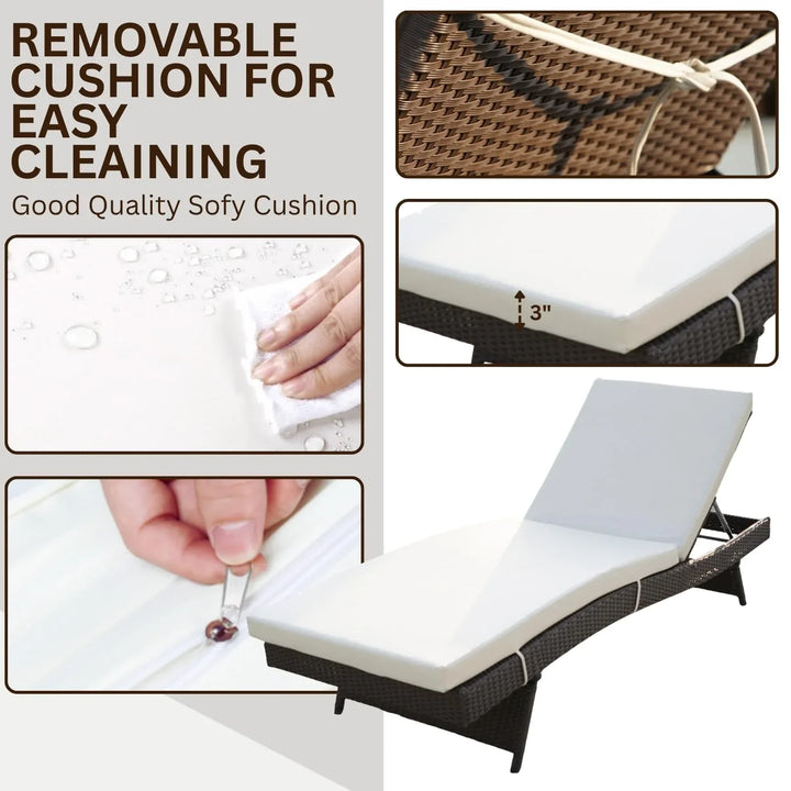 Aiko All-Weather HDPE Wicker Outdoor Chaise Lounge Chair Set of 2