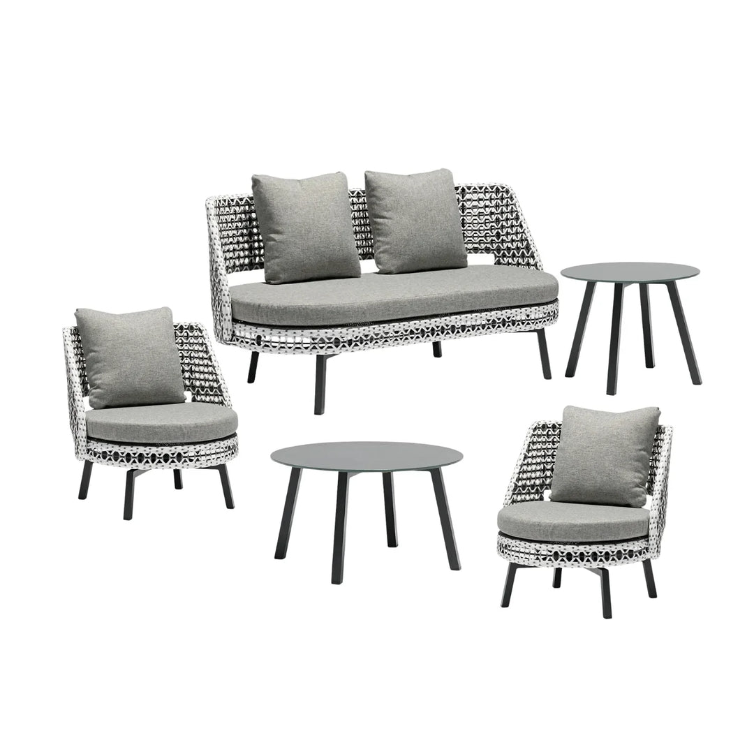 Lujayn Outdoor Double Tone Rattan Wicker  Sofa Set