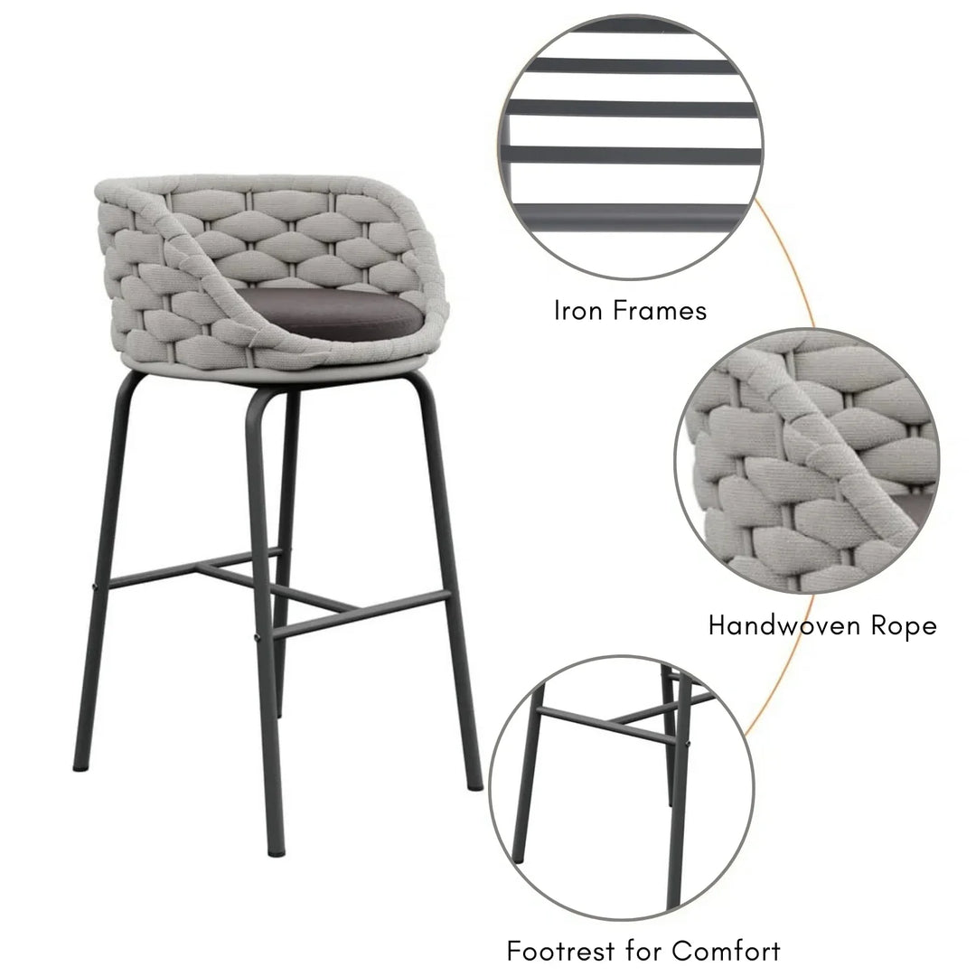 Natalia 2-Piece Outdoor Rope Bar Chairs – Stylish Comfort Built to Last