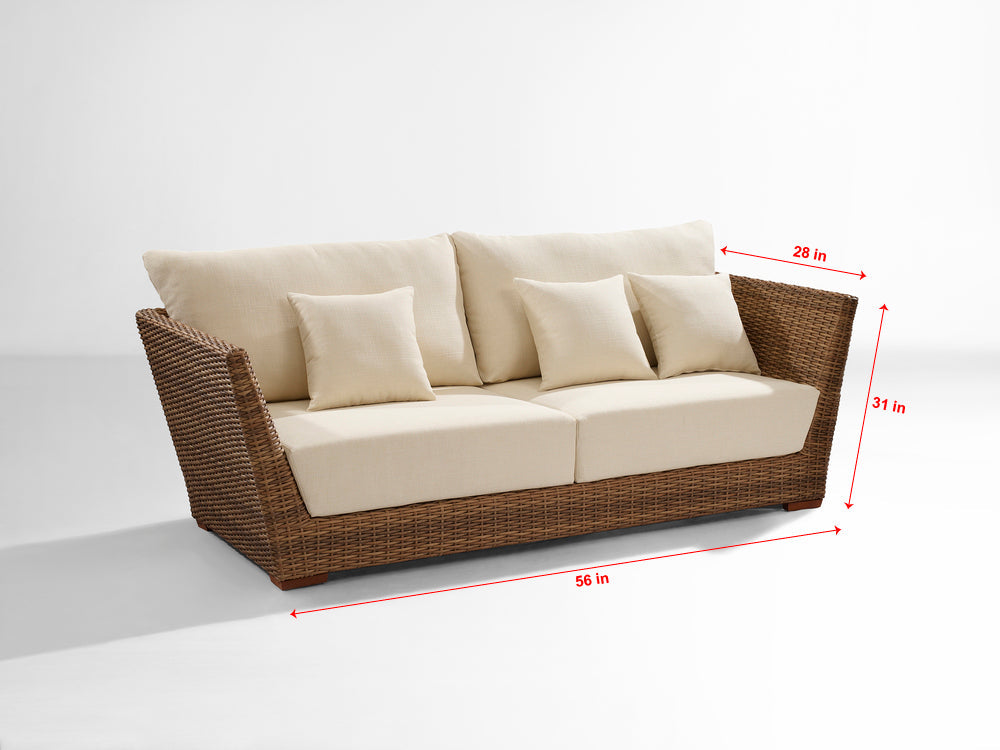 Reflin Outdoor Garden Balcony Sofa Set 2 Seater , 2 Single Seater and 1 Center Table With 1 Side Table Set (Brown + Beige)