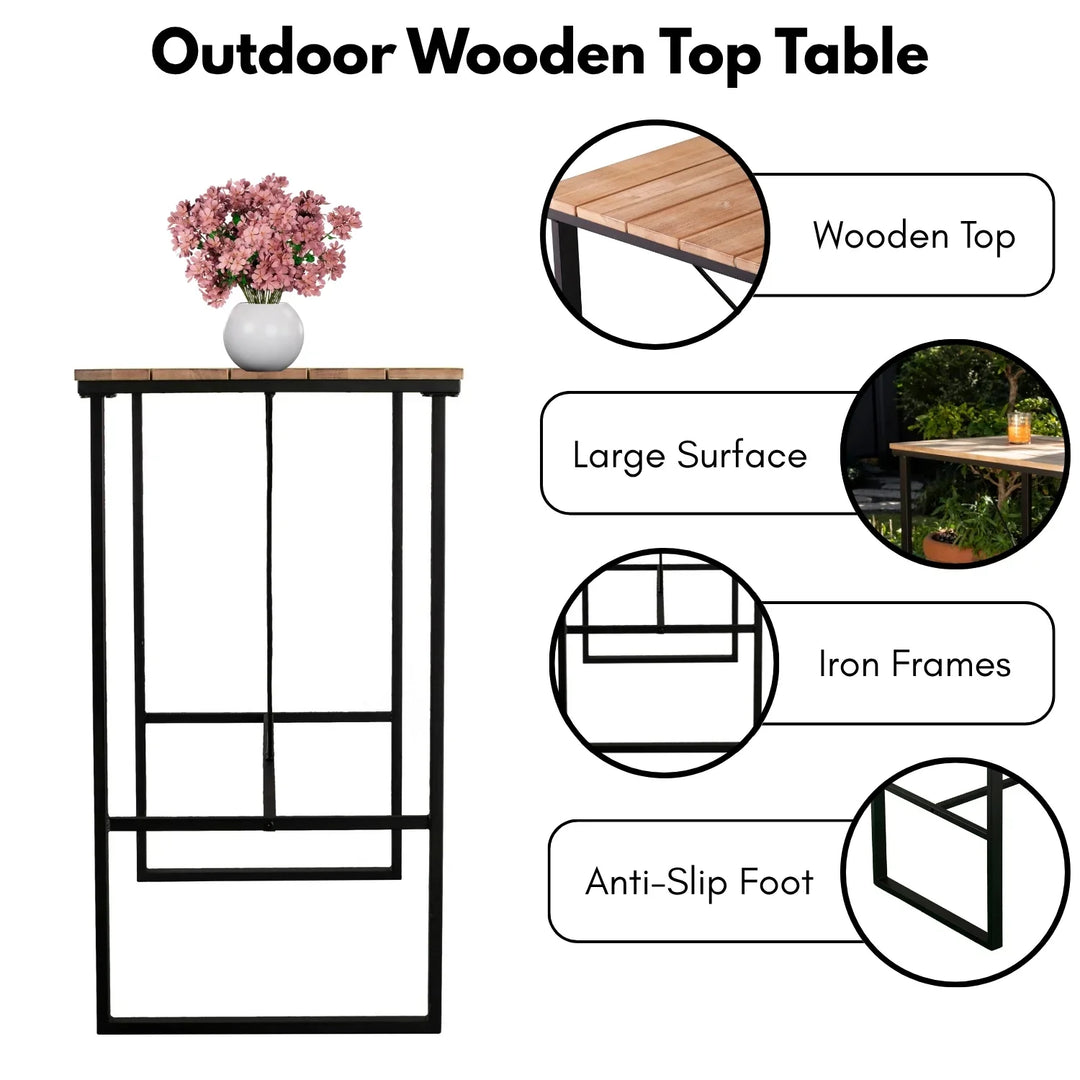 Karima Outdoor Bar Table With Wooden Top