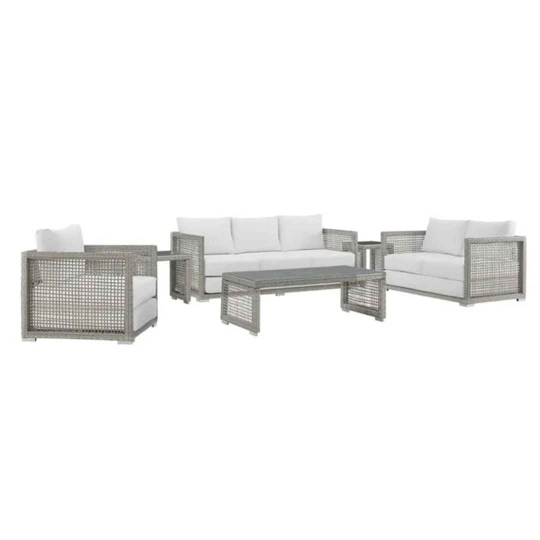 Charmi Outdoor Wicker Woven 6 Pieces Sectional Patio Furniture Set