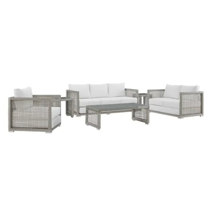 Charmi Outdoor Wicker Woven 6 Pieces Sectional Patio Furniture Set