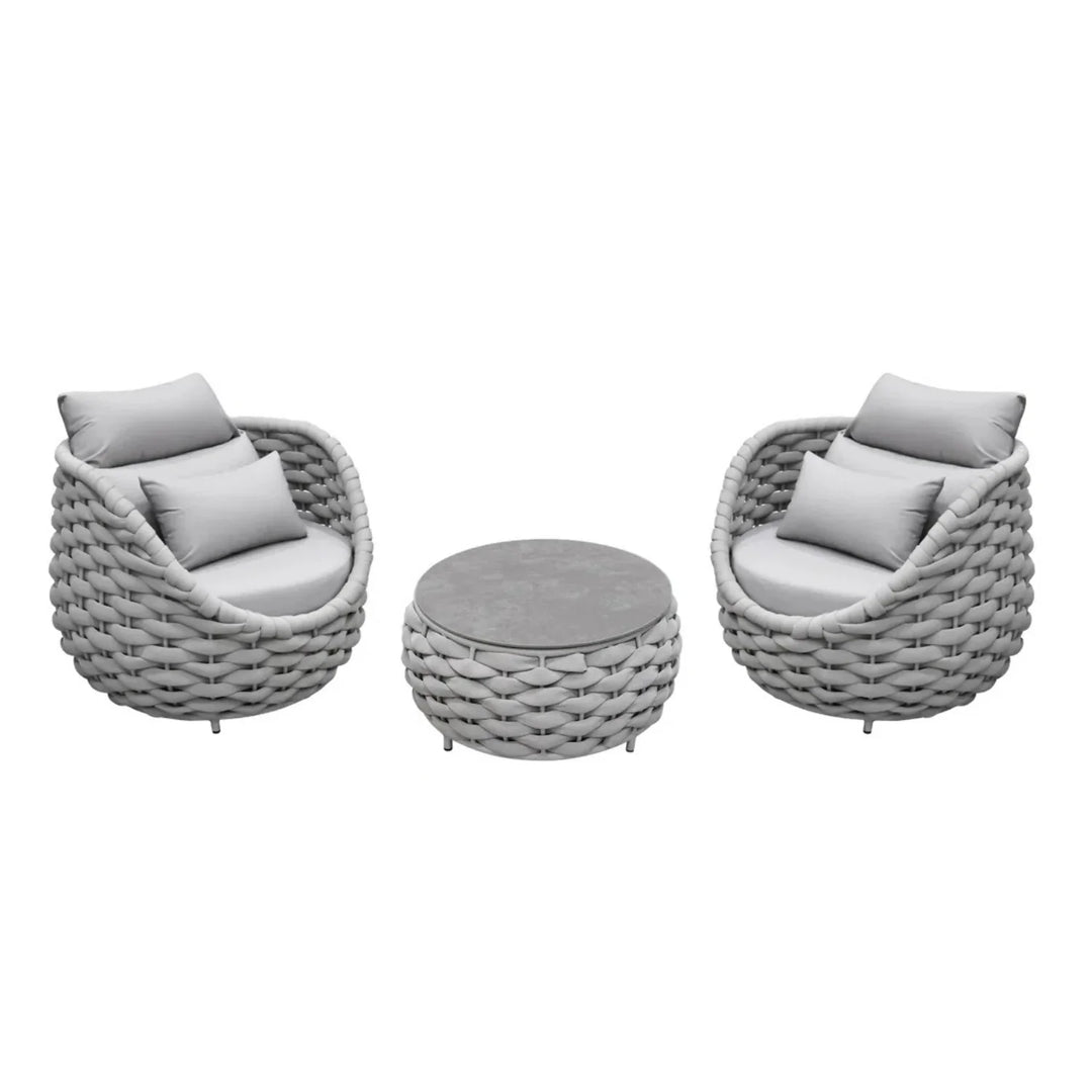 Minami Nest Shape 3-Piece Hand-Woven Rope Patio Set