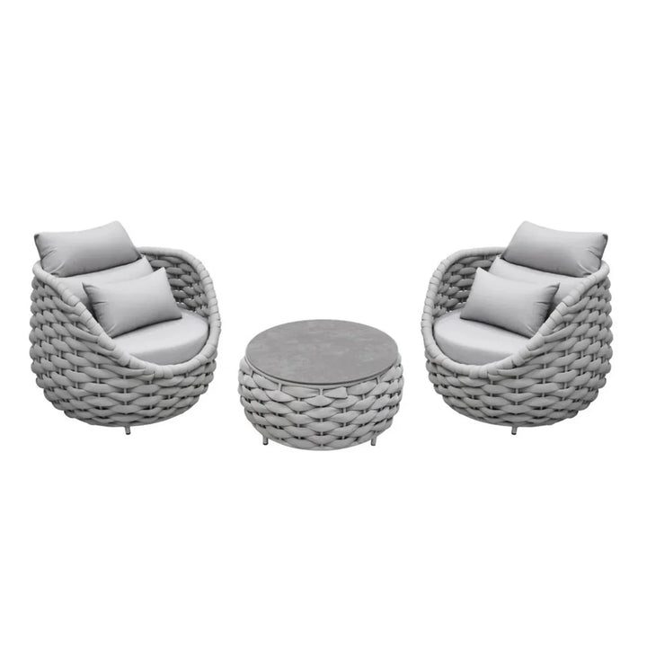 Minami Nest Shape 3-Piece Hand-Woven Rope Patio Set