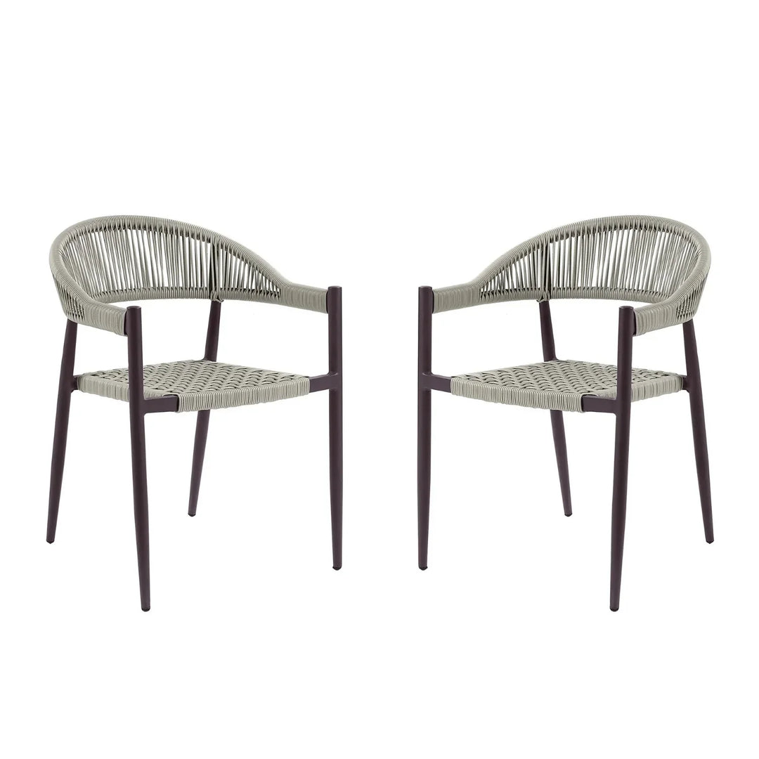 Mrinalini 2-Piece Outdoor Rope Patio Dining Chairs