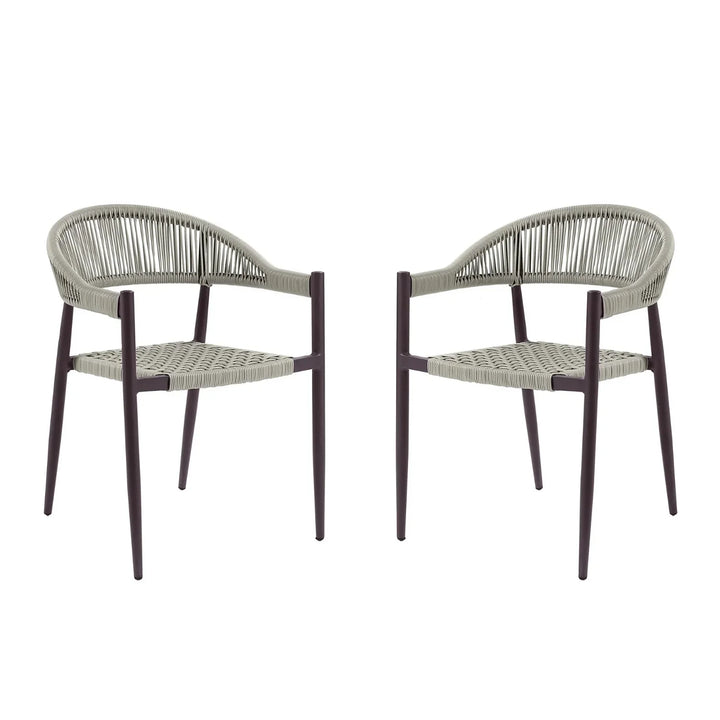 Mrinalini 2-Piece Outdoor Rope Patio Dining Chairs