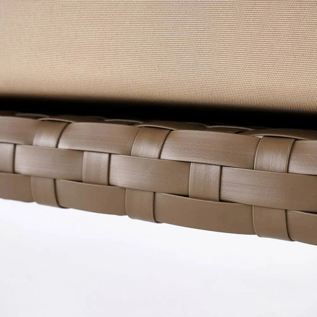 Traditional Porch Outdoor Rattan Garden Swing Chair with Beige Cushion