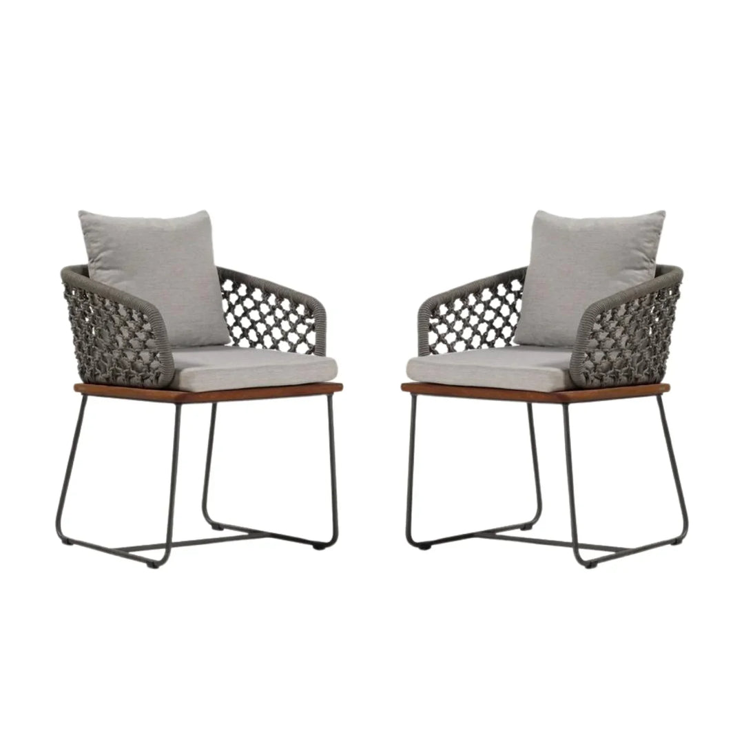 Grillo Outdoor Patio Seating Set 2 Chairs Set Braid & Rope(Grey)