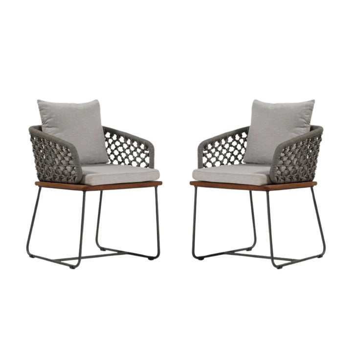 Grillo Outdoor Patio Seating Set 2 Chairs Set Braid & Rope(Grey)