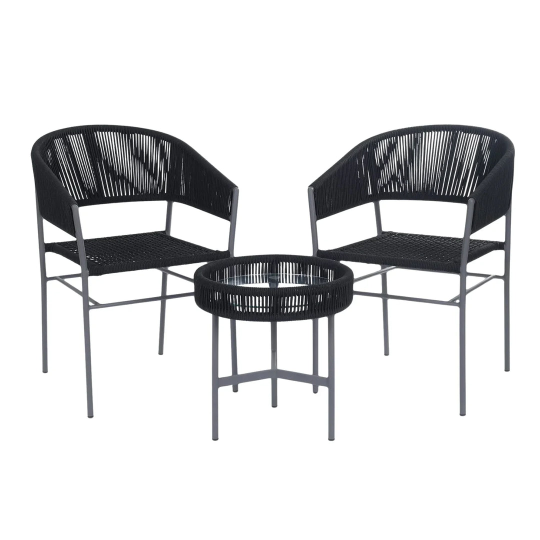 Magdalena 3-Piece Grey Rope Outdoor Patio Set