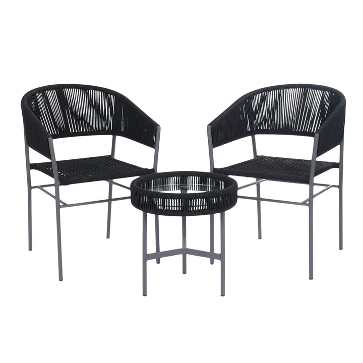 Magdalena 3-Piece Grey Rope Outdoor Patio Set