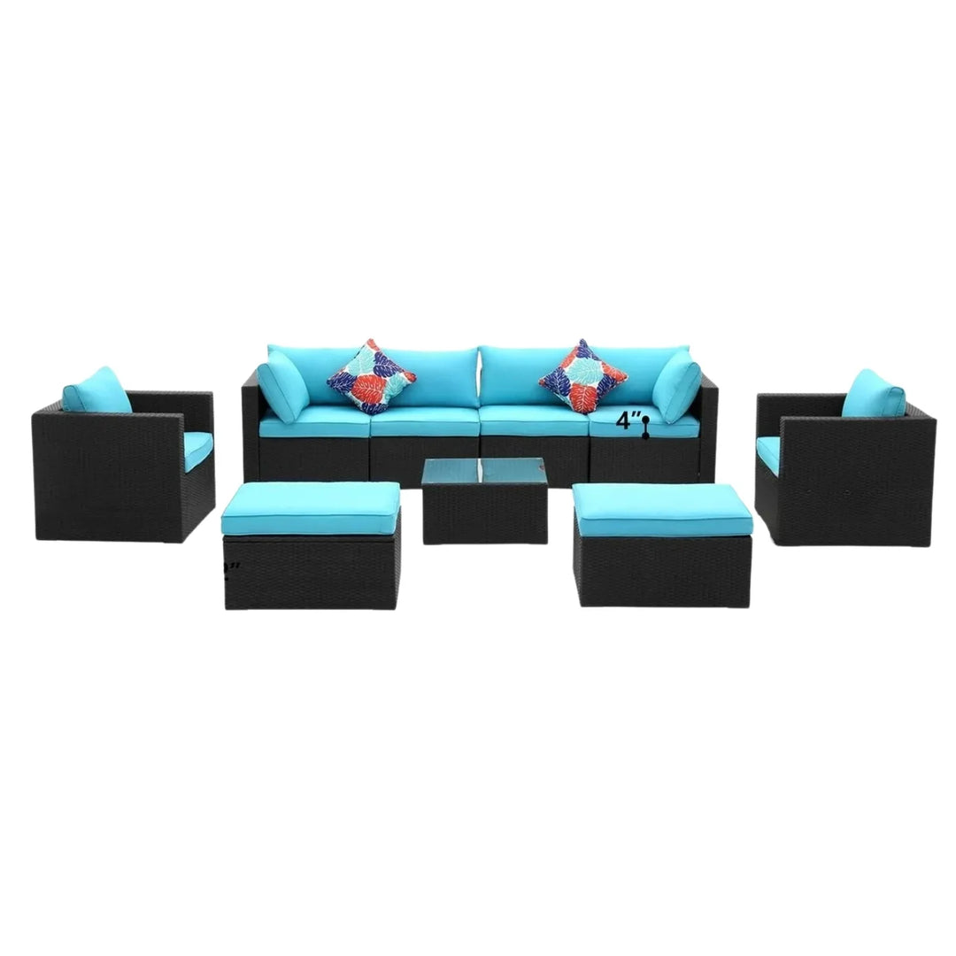 Vesna 6-Piece Outdoor Conversation Set (Black/Sky-Blue)