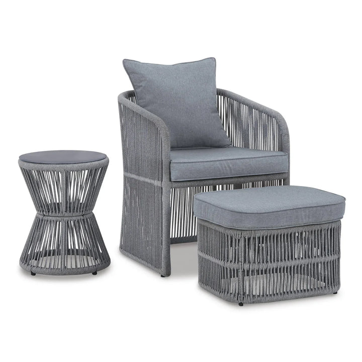 Chhaya Outdoor 3 Piece Rope Patio Sofa Set (Grey)