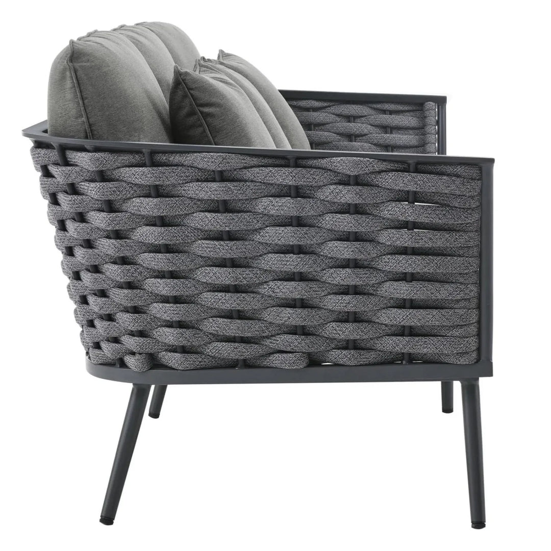 Elvira 4 Piece Outdoor Rope Sofa Set with Wooden Top Table