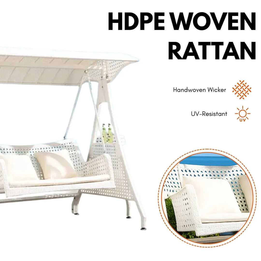 Outdoor Wicker 2-Seat Patio Swing Chair with Shade & Cushions