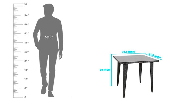 Brishti Outdoor Patio Seating Set 4 Chairs and 1 Table Set (Black)