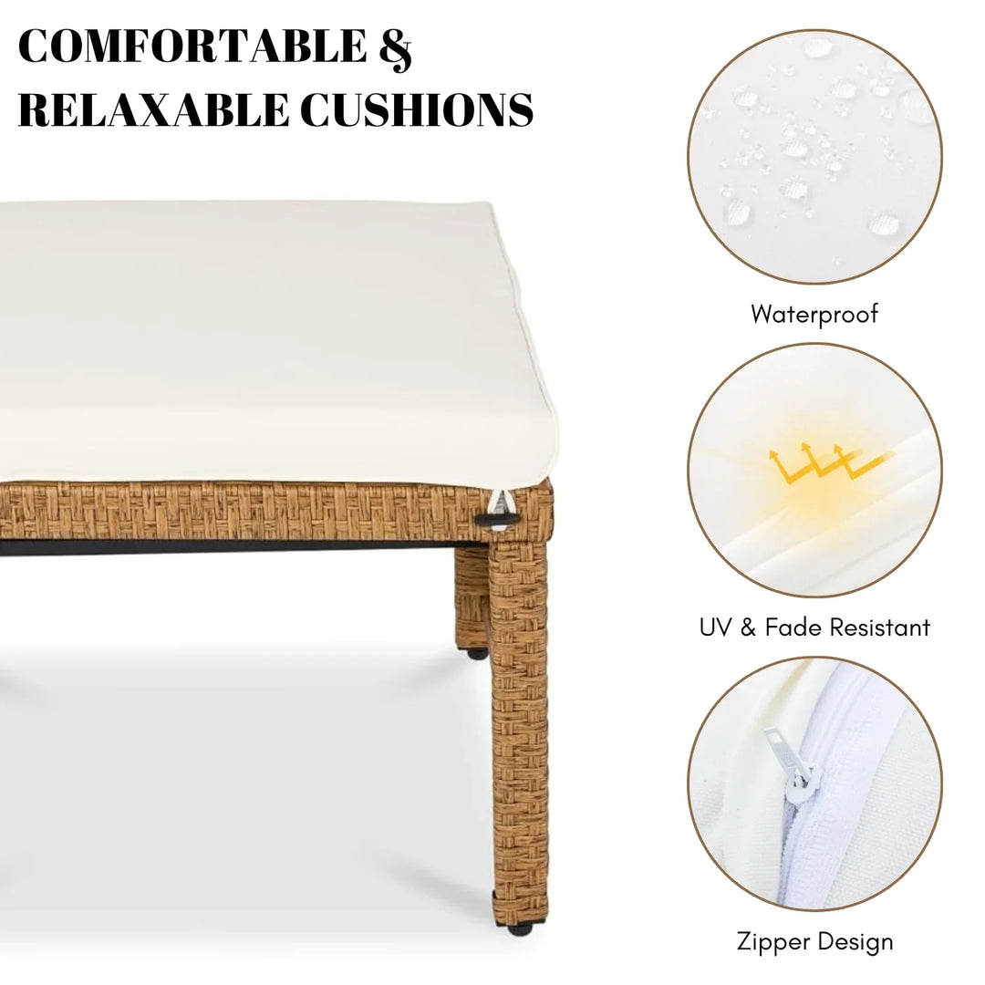 Liyana Set of 2 Wicker Ottomans, Multipurpose Outdoor Furniture